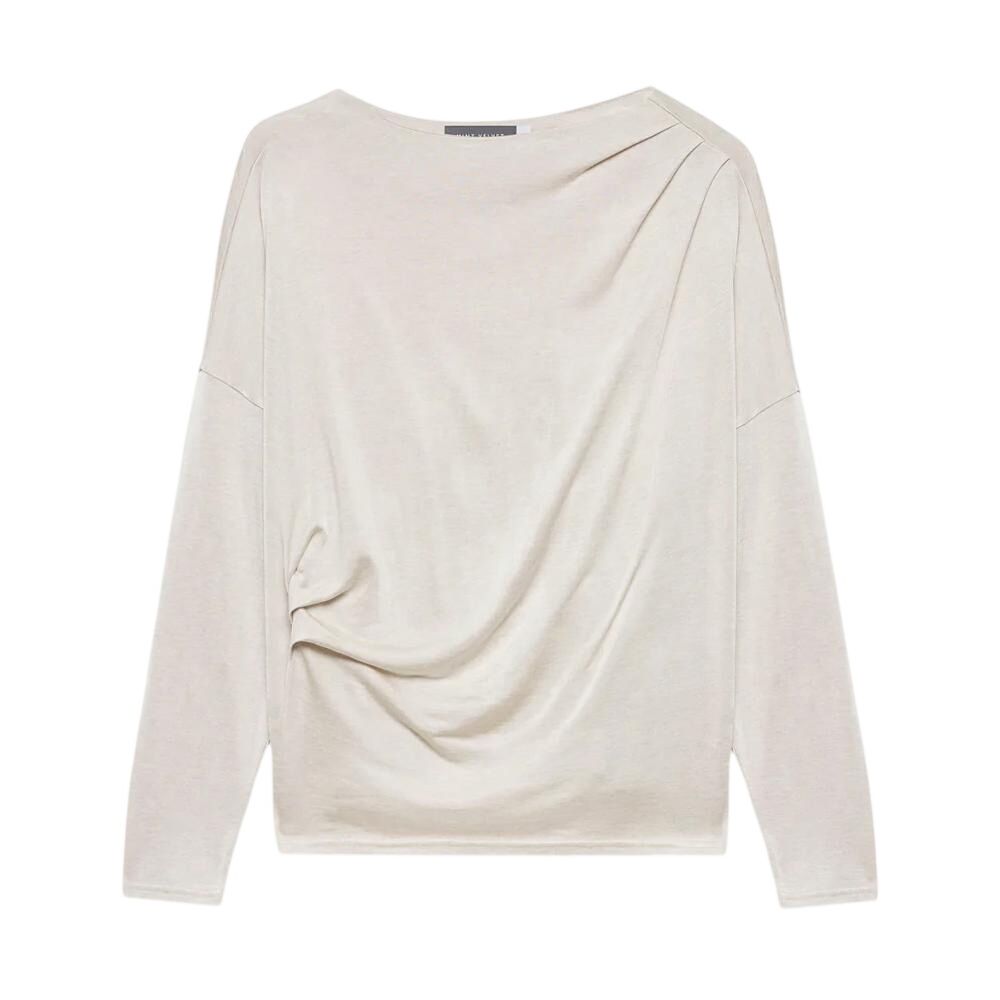 Mint Velvet Neutral Metallic Ruched Long Sleeve Top